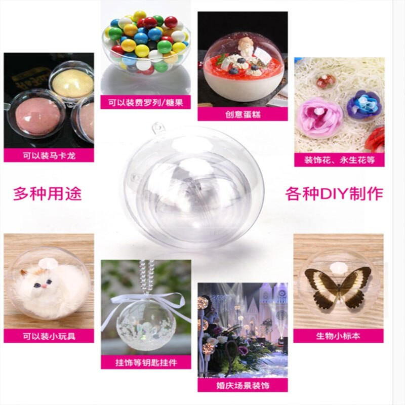 10 bucăți/lot 3,4,5,6,7,8 cm din plastic transparent sferă sfere bile agățate ornament de petrecere cutie cadou decorare pentru drop ship