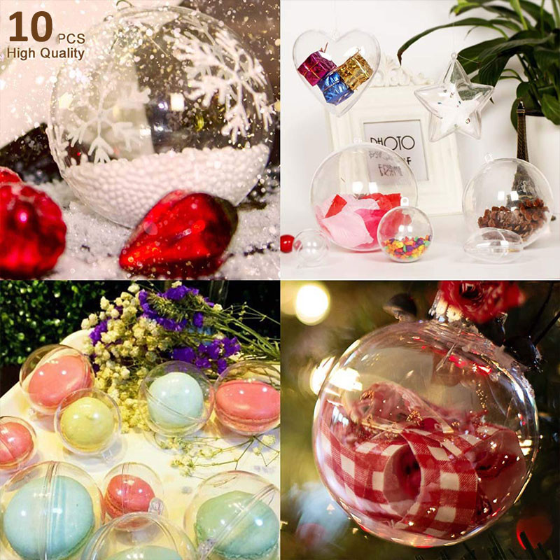 10 bucăți/lot 3,4,5,6,7,8 cm din plastic transparent sferă sfere bile agățate ornament de petrecere cutie cadou decorare pentru drop ship