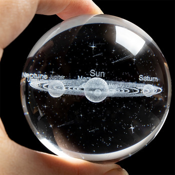 6CM лазерно гравирана слънчева система топка 3D миниатюрни планети модел сфера стъклен глобус орнамент домашен декор подарък за астрофил