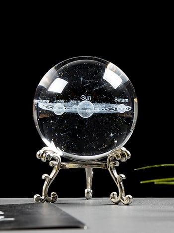 6CM лазерно гравирана слънчева система топка 3D миниатюрни планети модел сфера стъклен глобус орнамент домашен декор подарък за астрофил