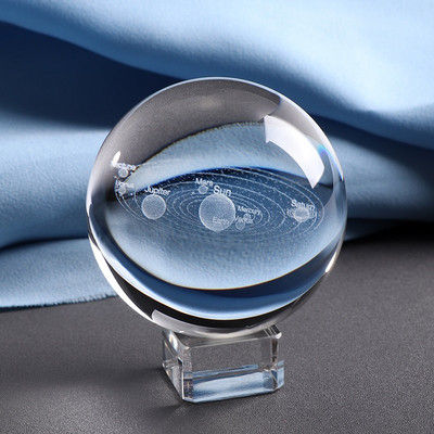 Μπάλα Ηλιακού Συστήματος 6 εκατοστών με χαραγμένη με λέιζερ τρισδιάστατοι μικροσκοπικοί πλανήτες Μοντέλο Sphere Glass Globe Στολίδι Δώρο για την Αστροφύλα