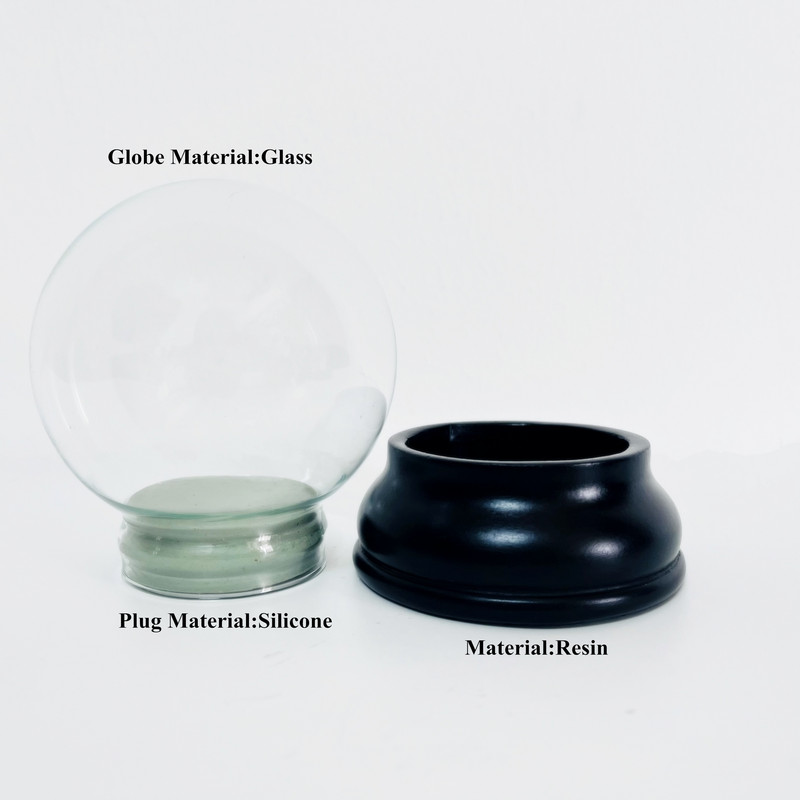 DIY Empty Snow Globe Kiegészítők Karácsonyi vízgömb fekete talppal Gyerekek születésnapi ajándék kristály hógolyó