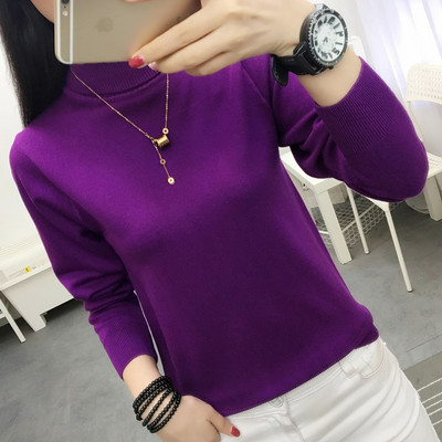 Γυναικείο casual πουλόβερ με ψηλό γιακά και μεταλλικό στοιχείο