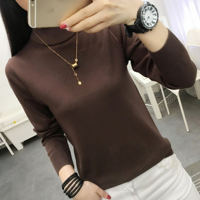 Γυναικείο casual πουλόβερ με ψηλό γιακά και μεταλλικό στοιχείο