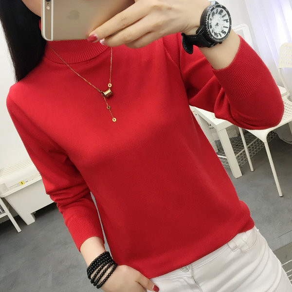 Γυναικείο casual πουλόβερ με ψηλό γιακά και μεταλλικό στοιχείο