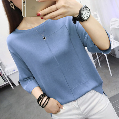 Νέο μοντέλο γυναικείο πουλόβερ με φαρδύ στρόγγυλη λαιμόκοψη