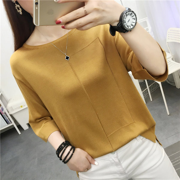 Νέο μοντέλο γυναικείο πουλόβερ με φαρδύ στρόγγυλη λαιμόκοψη