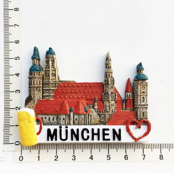 Ръчно изработени рисувани Мюнхен Германия 3D магнити за хладилник Туристически сувенири Магнитни стикери за хладилник