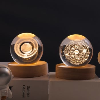 Interstellar Universe Moon Crystal Ball Night Light Настолна спалня Спалня Декорация за дома Романтичен ден на Свети Валентин Детски подарък Нощна лампа