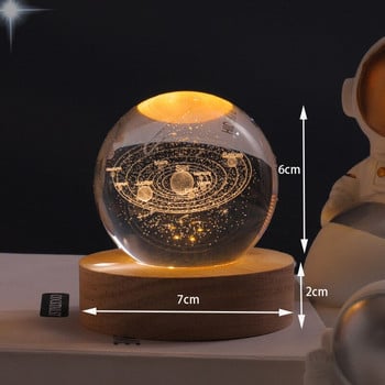 Interstellar Universe Moon Crystal Ball Night Light Επιτραπέζιο Υπνοδωμάτιο Διακόσμηση σπιτιού Ρομαντικό παιδικό δώρο για την ημέρα του Αγίου Βαλεντίνου Νυχτερινό φωτιστικό