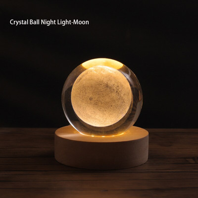 Starpzvaigžņu Visums Mēness kristāla lodes nakts gaisma galddatora guļamistaba mājas dekorēšana romantiska Valentīna dienas bērnu dāvanu nakts lampa