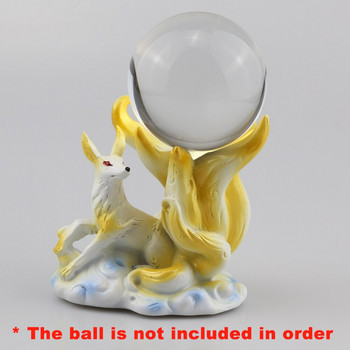 Χαριτωμένη βάση επίδειξης αγαλμάτων Fox Spirit με εννέα ουρά για μαντική μπάλα φακού από κρυστάλλινο φακό Βάση σφαίρας φακού