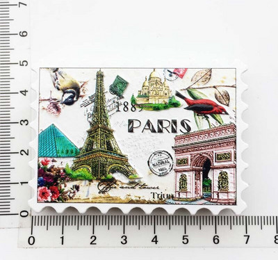 Nauja rankų darbo dažyta Triumfo arka, Eifelio bokštas, Prancūzija 3D šaldytuvo magnetai turizmo suvenyrai šaldytuvo magnetiniai lipdukai