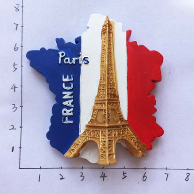 Nauja rankų darbo dažyta Triumfo arka, Eifelio bokštas, Prancūzija 3D šaldytuvo magnetai turizmo suvenyrai šaldytuvo magnetiniai lipdukai