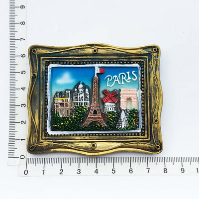 Nauja rankų darbo dažyta Triumfo arka, Eifelio bokštas, Prancūzija 3D šaldytuvo magnetai turizmo suvenyrai šaldytuvo magnetiniai lipdukai