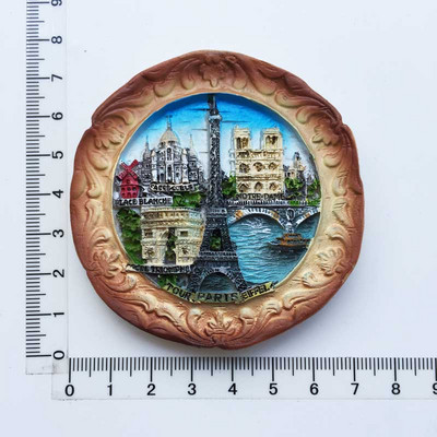 Nauja rankų darbo dažyta Triumfo arka, Eifelio bokštas, Prancūzija 3D šaldytuvo magnetai turizmo suvenyrai šaldytuvo magnetiniai lipdukai