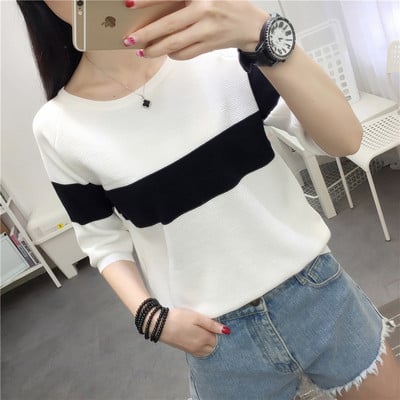 Casual γυναικεία μπλούζα - με οβάλ λαιμόκοψη σε δύο χρώματα