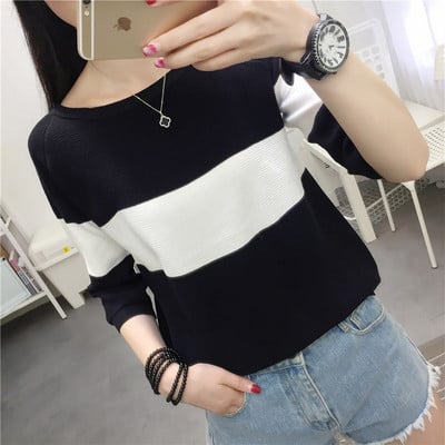 Casual γυναικεία μπλούζα - με οβάλ λαιμόκοψη σε δύο χρώματα