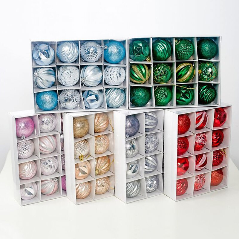 12 vnt kalėdinių kamuoliukų 6 cm papuošalai Nedūžtantys Kalėdų eglutės papuošalai Dideli kabantys PVC rutuliukai Kalėdų namų vakarėliui