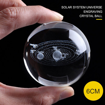 Κρυστάλλινη μπάλα 6cm Milky 3D Laser χαραγμένη με χαλαζία, γυάλινη σφαίρα σφαίρα Globe Galaxy Μινιατούρα Αξεσουάρ διακόσμησης σπιτιού Δώρα