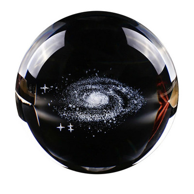Minge de cristal de 6 cm, lăptoasă, 3D gravată cu laser, bilă de sticlă de cuarț, glob Galaxy, în miniatură, accesorii pentru decorarea casei, cadouri