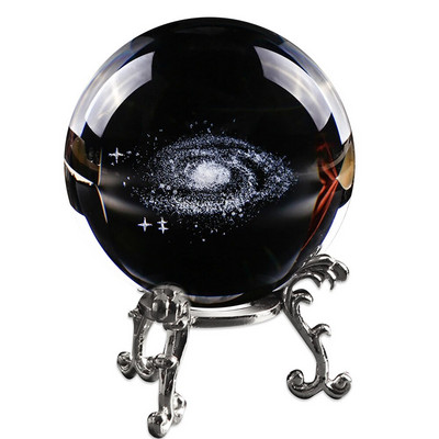 Minge de cristal de 6 cm, lăptoasă, 3D gravată cu laser, bilă de sticlă de cuarț, glob Galaxy, în miniatură, accesorii pentru decorarea casei, cadouri