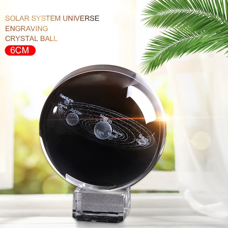 Minge de cristal de 6 cm, lăptoasă, 3D gravată cu laser, bilă de sticlă de cuarț, glob Galaxy, în miniatură, accesorii pentru decorarea casei, cadouri