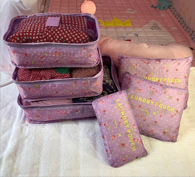 Jauns 7/6gab komplekts Ceļojumu organizators Uzglabāšanas somas Čemodāns Iepakojums Uzglabāšanas kastes Pārnēsājamas Bagāžas Organizators Apģērbi Apavi Sakārtots Maciņš