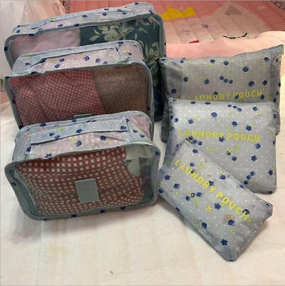 Jauns 7/6gab komplekts Ceļojumu organizators Uzglabāšanas somas Čemodāns Iepakojums Uzglabāšanas kastes Pārnēsājamas Bagāžas Organizators Apģērbi Apavi Sakārtots Maciņš