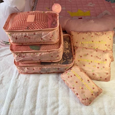 Jauns 7/6gab komplekts Ceļojumu organizators Uzglabāšanas somas Čemodāns Iepakojums Uzglabāšanas kastes Pārnēsājamas Bagāžas Organizators Apģērbi Apavi Sakārtots Maciņš