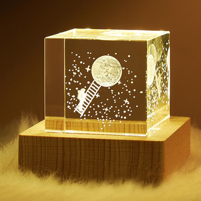 4/5 cm-es kristálygömb LED-es világító gömbállvánnyal bükkfa talp belső faragott napelemes rendszer üveggolyó íróasztal díszek karácsonyi ajándék