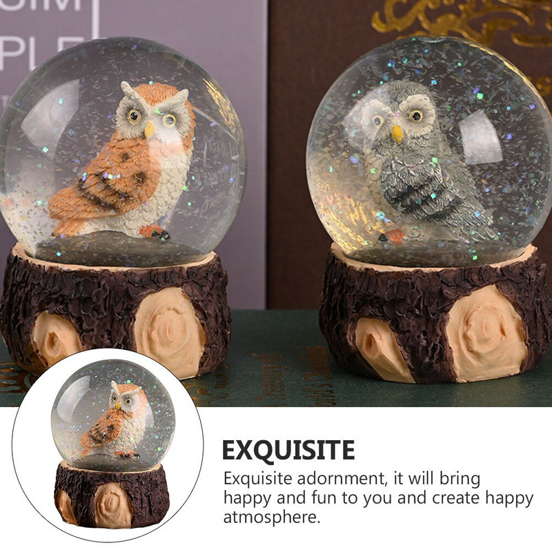 Sniego pelėda Sniegas su stovu vandens gaublio dekoravimo spintelės dekoravimas ( atsitiktinis stilius )