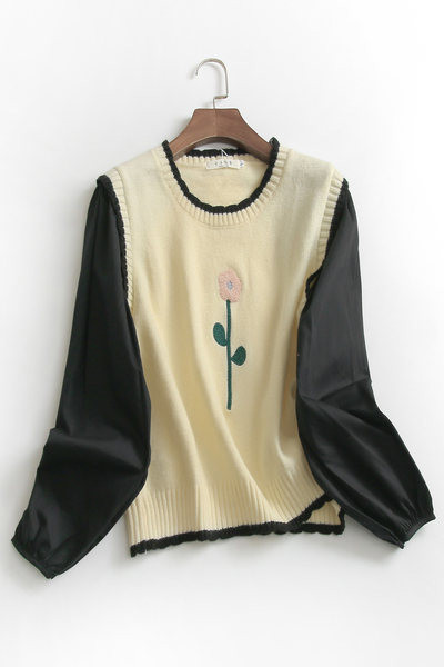 Casual γυναικείο πουλόβερ - με κέντημα