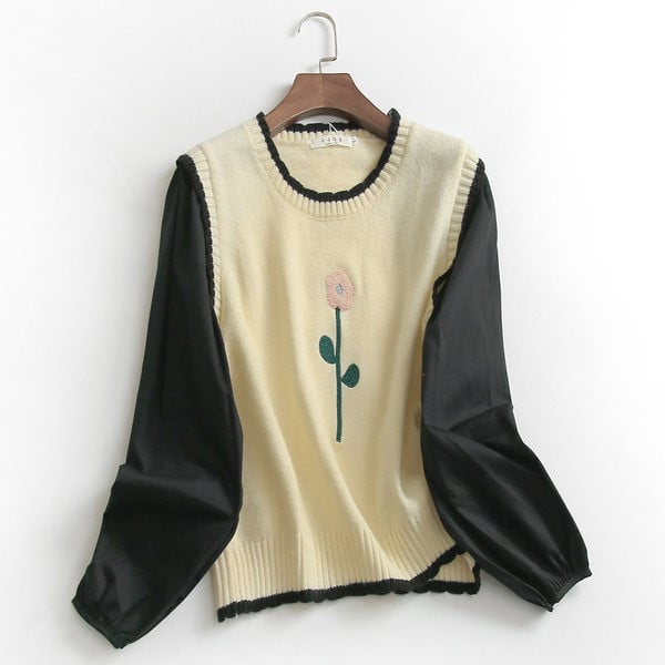 Casual γυναικείο πουλόβερ - με κέντημα