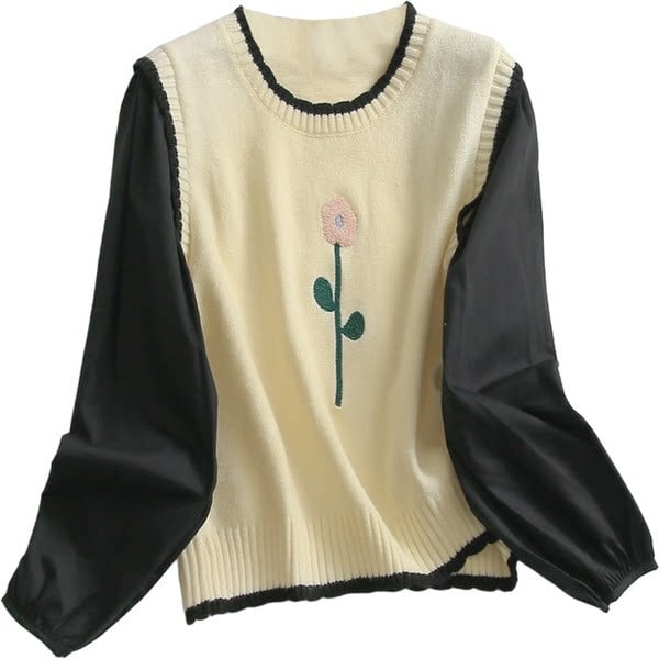 Casual γυναικείο πουλόβερ - με κέντημα