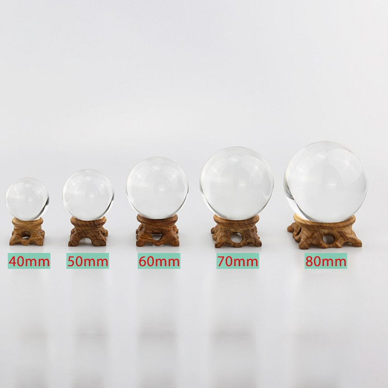 Super prozirna K9 kristalna kugla s objektivom, prozirna staklena kugla s objektivom za fotografiju, globus za proricanje, čarobna sfera s bazom za uređenje doma