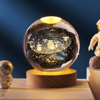 Ηλιακό Σύστημα Κρυστάλλινη Μπάλα 6cm με Στήριγμα Σφαίρου Φωτισμού με Λέιζερ Χαρακτική Γυάλινη Μπάλα Διακοσμητικά Γραφείου Φωτογραφίας Δώρο