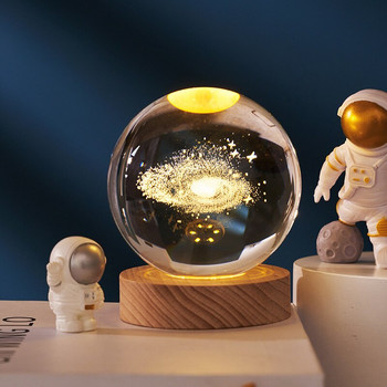6 см кристална топка слънчева система с LED осветление сфера държач лазерно гравиране стъклена топка настолни орнаменти фотографски реквизит подарък