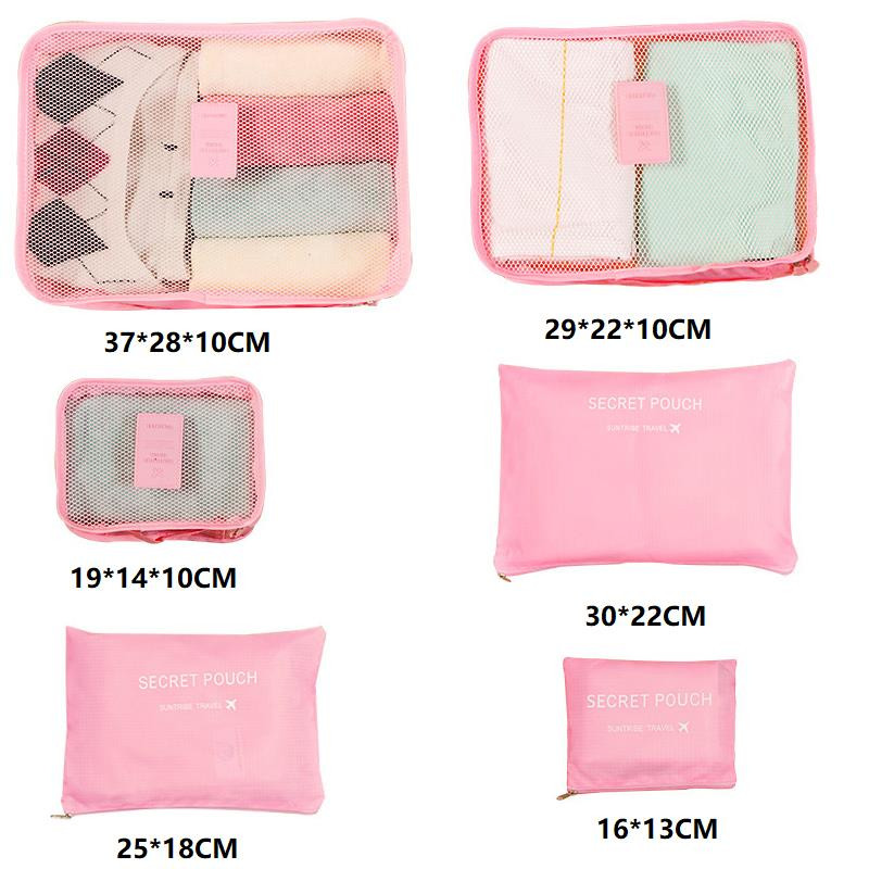 6/4 dalių rinkinys Kelionių organizatorius laikymo krepšiai lagaminas pakavimo rinkinys laikymo dėklai Nešiojami bagažo tvarkyklės drabužiai tvarkingi maišeliai