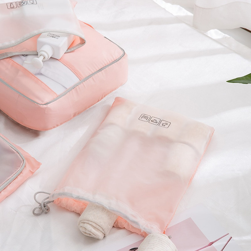 6/4 dalių rinkinys Kelionių organizatorius laikymo krepšiai lagaminas pakavimo rinkinys laikymo dėklai Nešiojami bagažo tvarkyklės drabužiai tvarkingi maišeliai