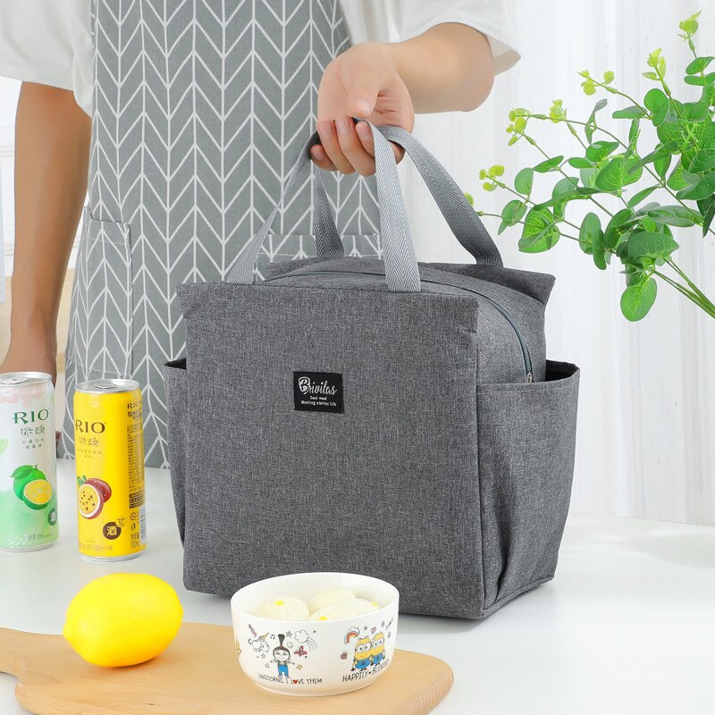 Geantă portabilă pentru prânz Geanta termică pentru picnic Geantă de mână Bento Box Curea Fermoar cu apă Pachet răcitor pentru pregătirea mesei Saci de depozitare a alimentelor