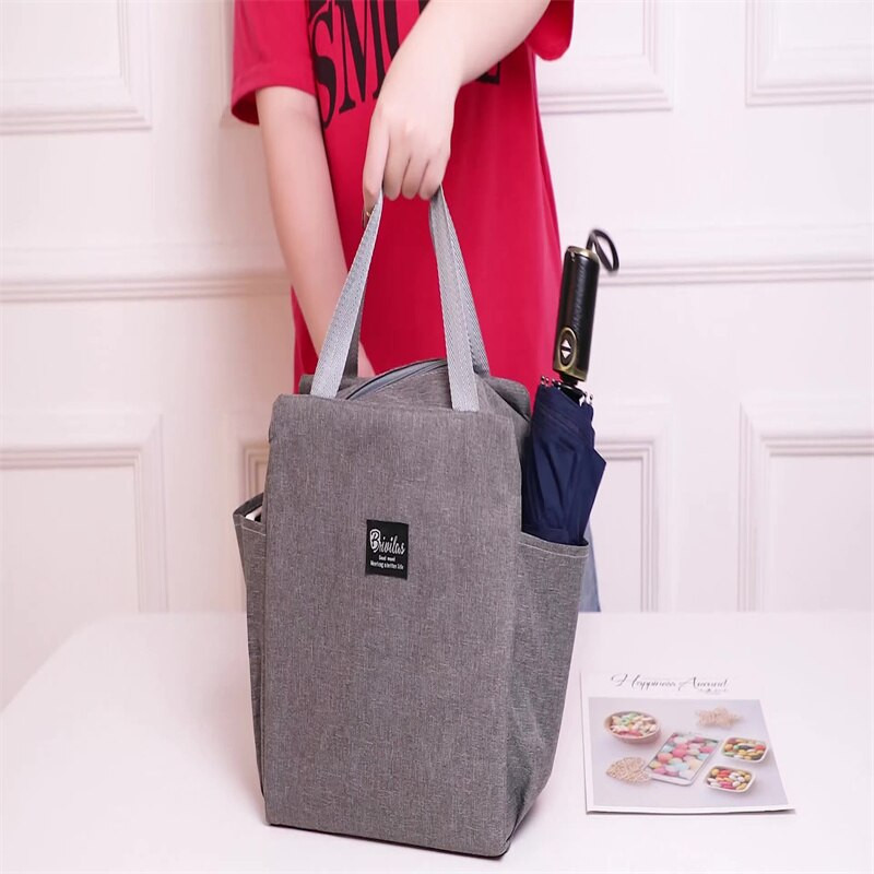 Geantă portabilă pentru prânz Geanta termică pentru picnic Geantă de mână Bento Box Curea Fermoar cu apă Pachet răcitor pentru pregătirea mesei Saci de depozitare a alimentelor