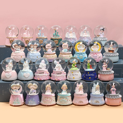 Crystal Snow Globes Ball Glass Crafts Διακόσμηση επιφάνειας εργασίας σπιτιού γραφείου Χριστουγεννιάτικα γενέθλια Γάμος Μουσικό κουτί Δώρο διακόσμηση