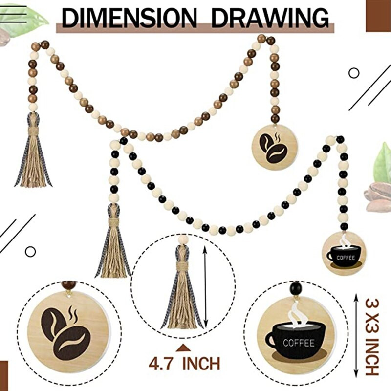 Nova 2kom drvena dekoracija poslužavnika za kavu Rustikalna seoska kuća s vijencem od drvenih perli Dekoracija kafića u nizovima Dekoracija pladnjeva na farmi