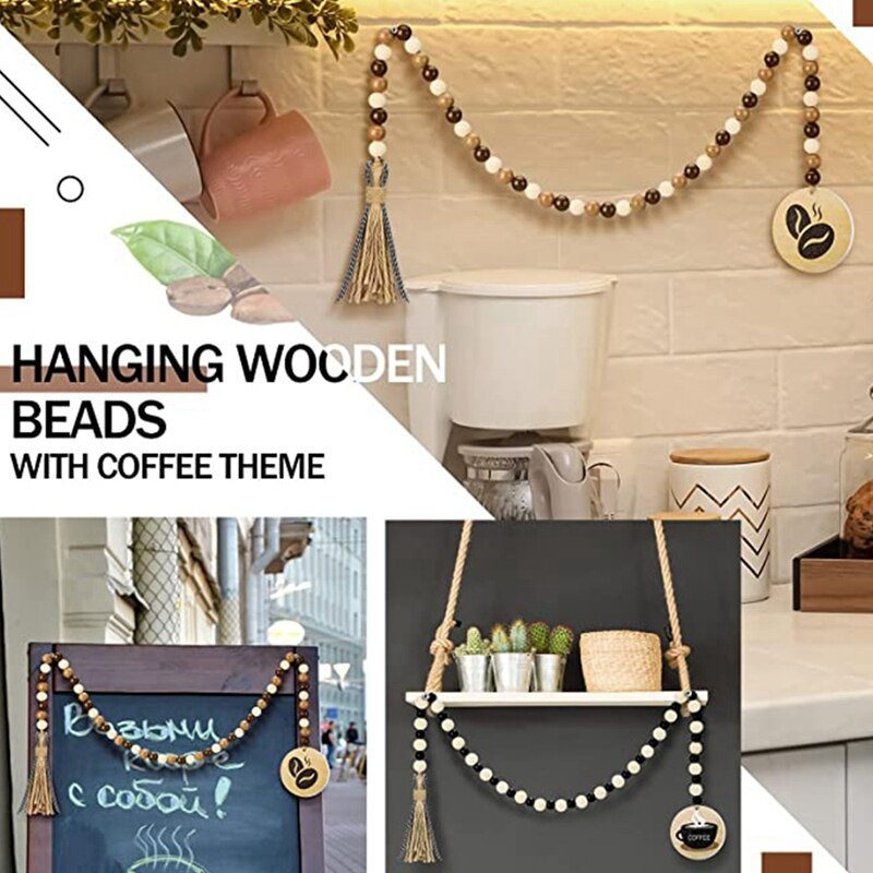 Nova 2kom drvena dekoracija poslužavnika za kavu Rustikalna seoska kuća s vijencem od drvenih perli Dekoracija kafića u nizovima Dekoracija pladnjeva na farmi