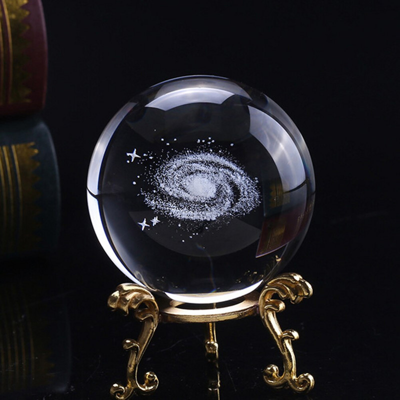 60 mm-es Tejút kristálygömb gömbgömb galaxis 3D lézergravírozott üveg miniatűr modell kristály kézműves gömb díszgömb üveg otthon