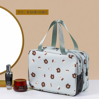 Moteriškas kosmetikos krepšys, nešiojamas kelioninis tualeto reikmenų skalbimo krepšys, atsparus vandeniui dvisluoksnis sauso drėgno atskyrimo vandeniui atsparus odos priežiūros dėžutė