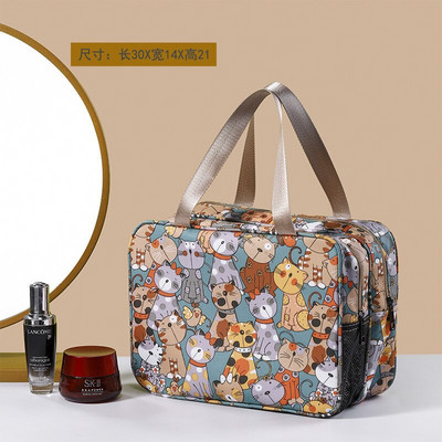 Moteriškas kosmetikos krepšys, nešiojamas kelioninis tualeto reikmenų skalbimo krepšys, atsparus vandeniui dvisluoksnis sauso drėgno atskyrimo vandeniui atsparus odos priežiūros dėžutė