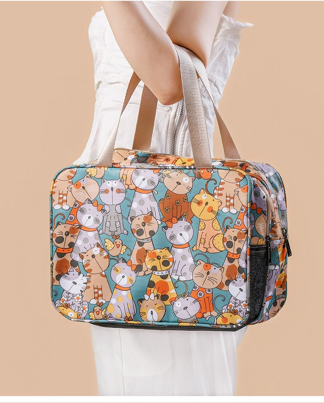 Moteriškas kosmetikos krepšys, nešiojamas kelioninis tualeto reikmenų skalbimo krepšys, atsparus vandeniui dvisluoksnis sauso drėgno atskyrimo vandeniui atsparus odos priežiūros dėžutė