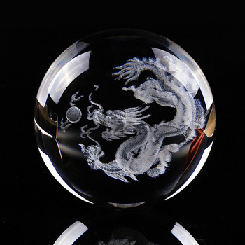 60mm 3D Crystal Ball Crystal Craft Στολίδι Γυαλί χαραγμένο με λέιζερ Μινιατούρα Μοντέλο Dragon Sphere Διακόσμηση επιφάνειας εργασίας